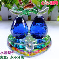 2015 colorful mini crystal double pear,all glass double pear model for decoration fruit model